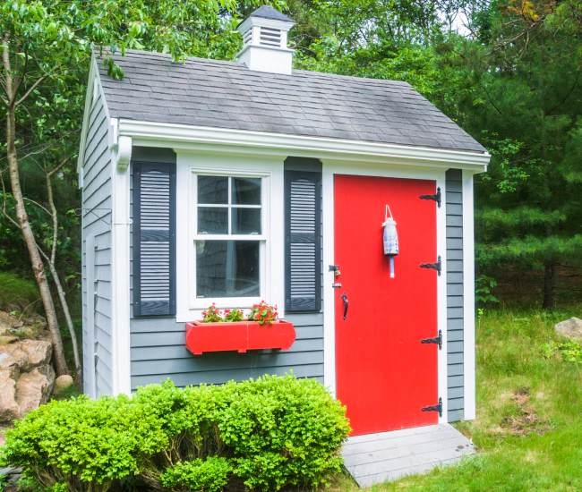 newly installed backyard custom shed