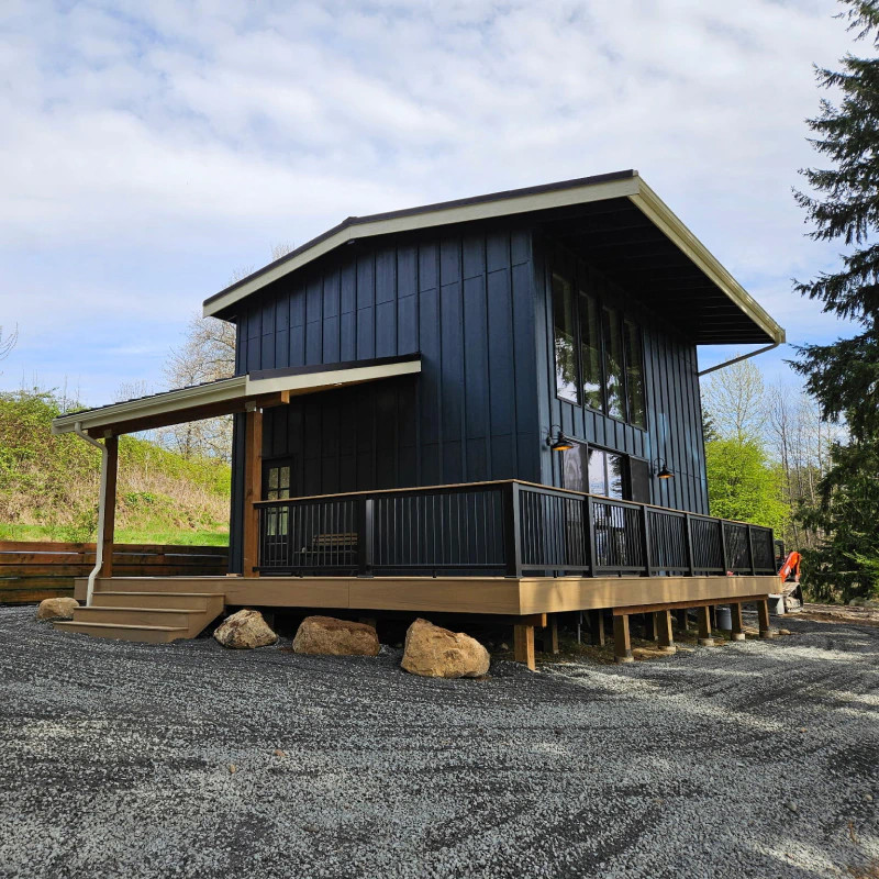 modern black theme cabin house